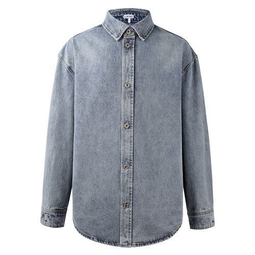 Loewe Laser-Carved Distressed Denim Shirt Jacket