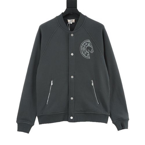 Hermes Embroidered Jacket with Saddle Studs, Soft and Anti-deform