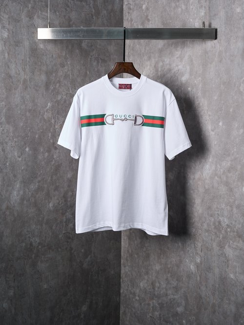Gucci Lock Embroidery Knitted Cotton T-shirt
