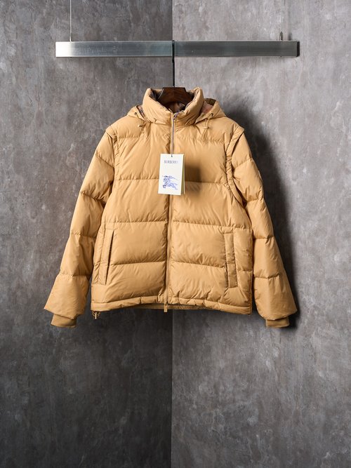 Burberry Detachable Sleeve Down Jacket in Apricot Color