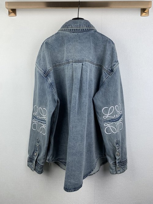 Loewe Laser Burned Denim Jacket with Custom Buttons