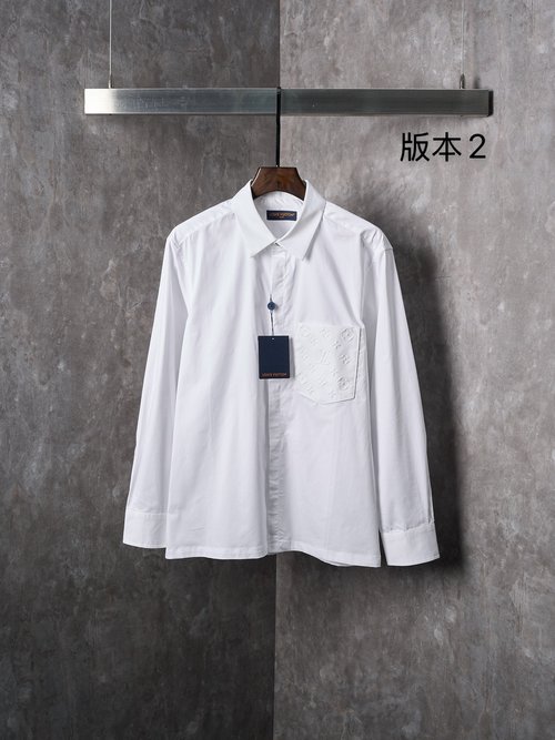 Louis Vuitton Cotton Long-Sleeve Shirt with Monogram Pocket