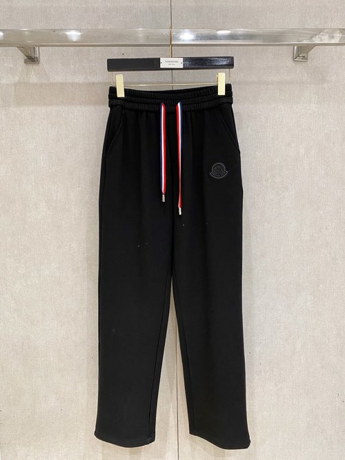 Moncler Warm Straight - leg Casual Pants with Embroidered Logo