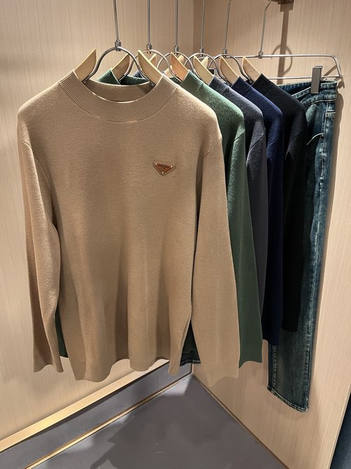 Prada Exclusive Knitted Wool Sweater with Logo Badge
