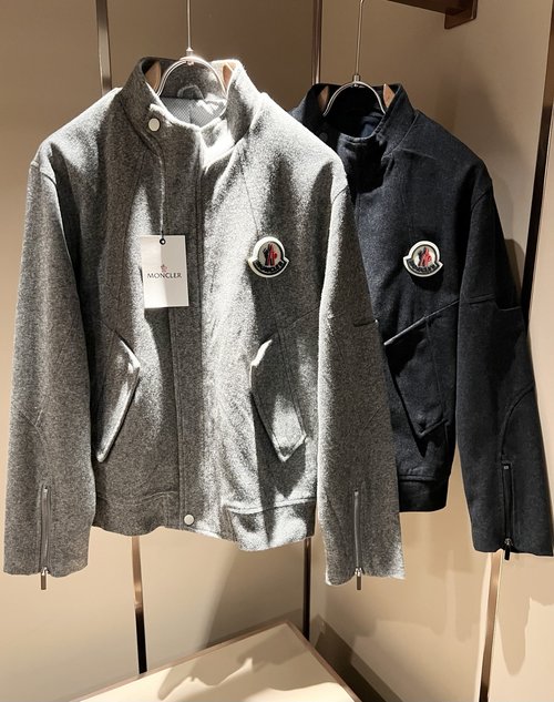 Moncler Soft Woolen Jacket with Logo Badge Design
