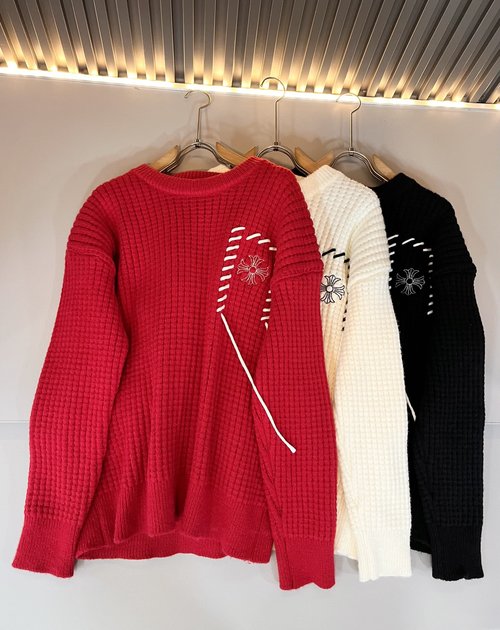 Chrome Hearts Knitted Wool Sweater with Logo Embroidery