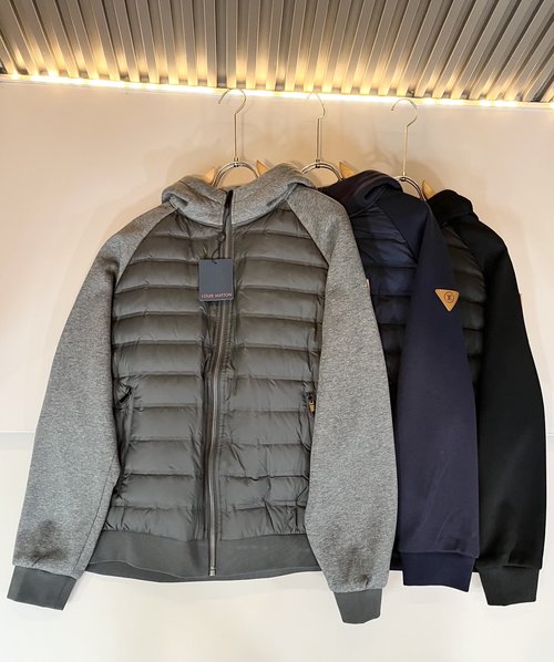 Louis Vuitton Spliced Down Jacket with Embroidered Pattern