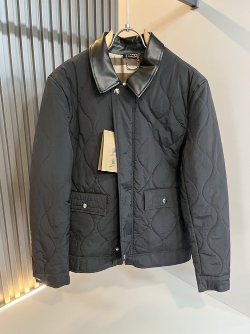 Burberry Cotton Jacket with Memory Fabric and Check Pattern