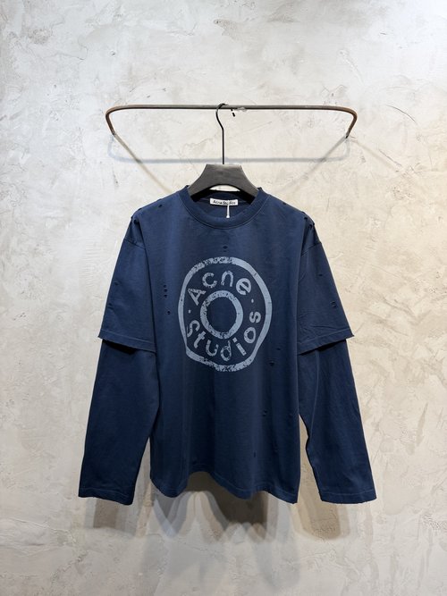 Dior Acne Studios Fake Two-piece Long Sleeve Tee with Logo