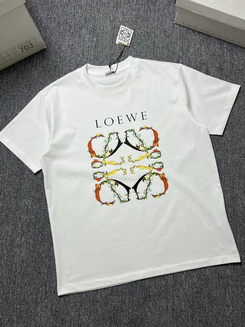 Loewe Black and White Short Sleeve T-Shirt, 280g Fabric