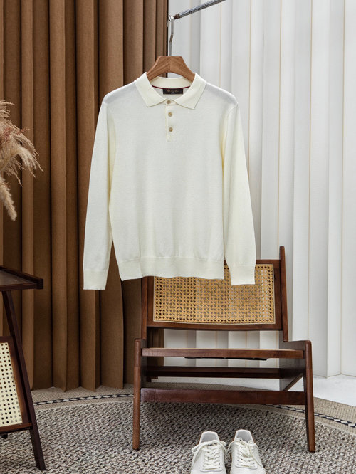 Loro Piana Elegant Wool Blend Polo Collar Knitwear