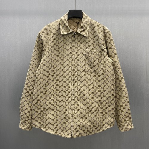 Gucci GG Canvas Zipper Jacket in Khaki