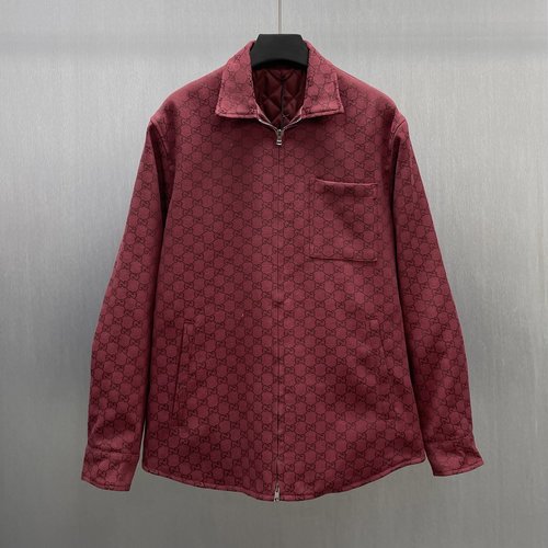 Gucci GG Canvas Zipper Jacket in Burgundy