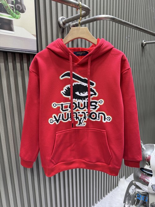 Louis Vuitton Cotton Hoodie with Hand-Embroidered Patches