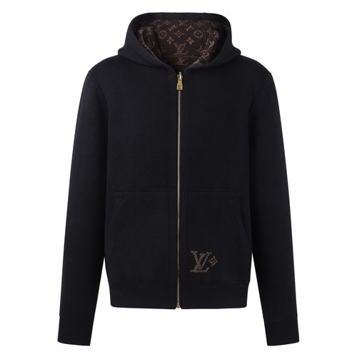 Louis Vuitton Full-Print Letter Jacquard Double-Sided Knit Jacket