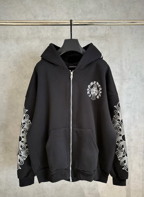 Chrome Hearts Premium Quality Zip-up Hoodie with Fox Fur Lining