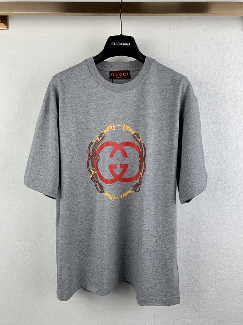 Gucci Knitted Cotton T-Shirt with Reins Embroidery