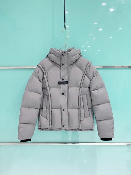 Balenciaga Hooded Down Jacket with Embellishments