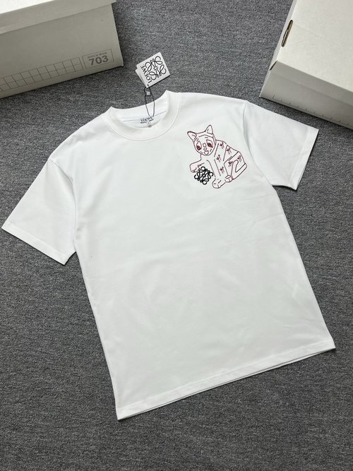 Loewe Black, White and Pink Short Sleeve T-Shirt, 300g Fabric