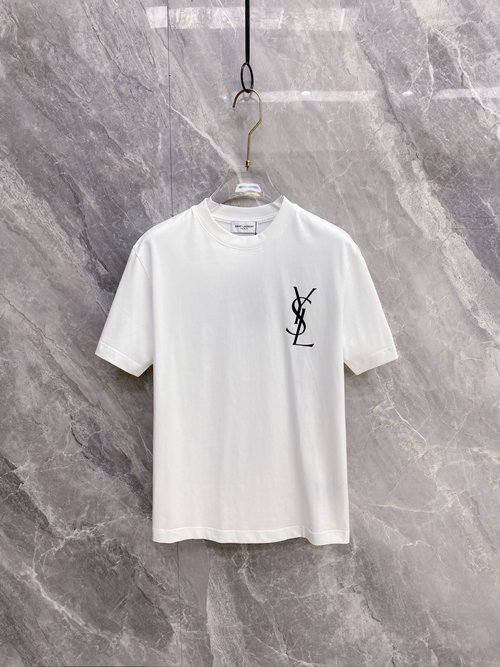 Yves Saint Laurent New Round Neck Short Sleeve T-Shirt in Black and White