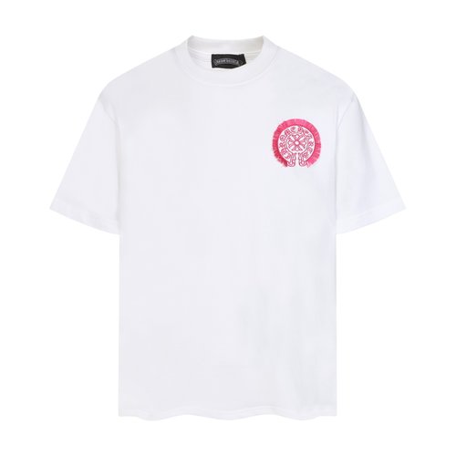 Chrome Hearts Custom Fabric Round Neck Short Sleeve T-Shirt with Embroidered Fringe