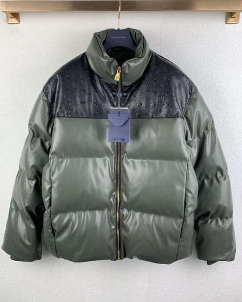 Louis Vuitton Embossed Spliced Down Jacket with Premium Leather