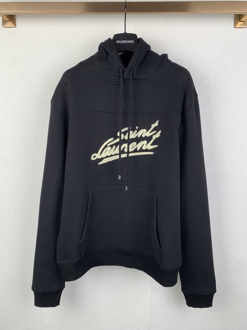 Yves Saint Laurent Logo Printed Hooded Sweatshirt with Custom Details
