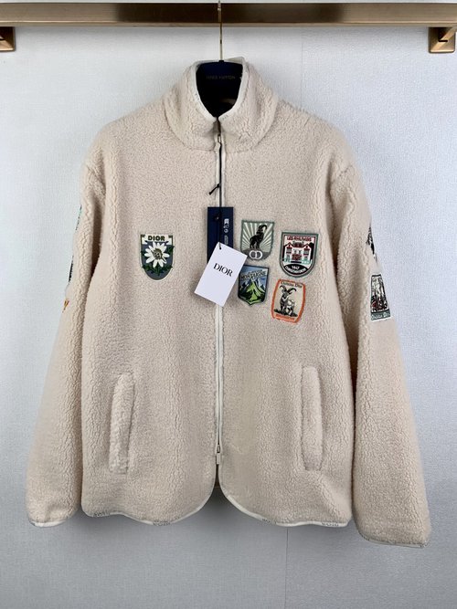 Dior Ivory Fleece Jacket with Dior Badge
