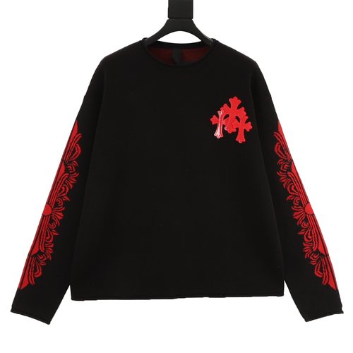 Chrome Hearts Red Lacquer Cross Cashmere Sweater with Unique Craft