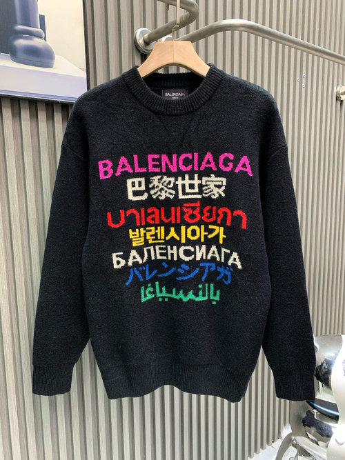Balenciaga Multilingual Knit Sweater, Comfortable and Versatile