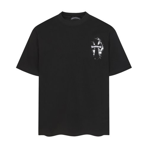 Chrome Hearts Custom Fabric Round Neck T-Shirt with Cross Patchwork