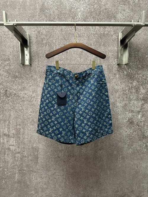 Louis Vuitton Faded Plaid Denim Shorts
