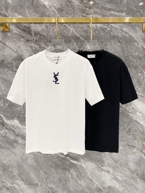 Yves Saint Laurent Custom 3D Logo Short Sleeve T-Shirt with Abrasion