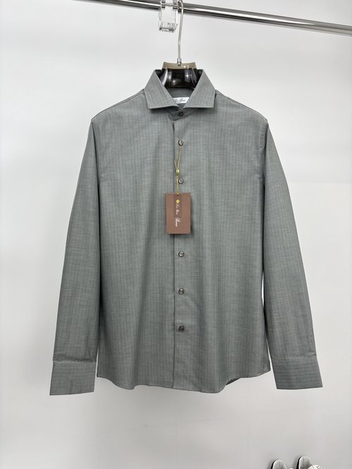 Loro Piana Classic Windsor Collar Shirt with Herringbone Pattern