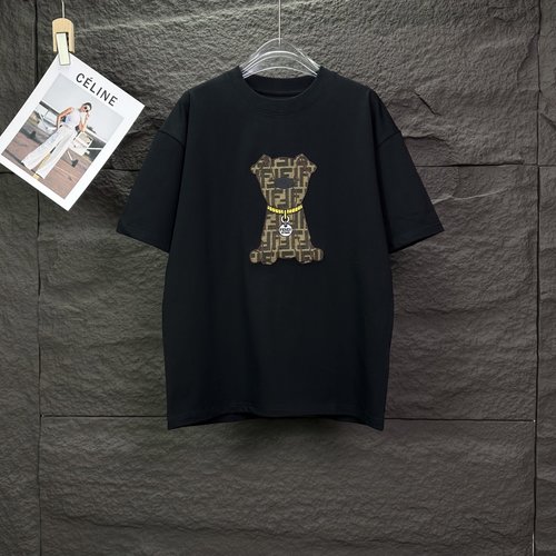 Fendi Patchwork Embroidered Puppy Logo T-Shirt