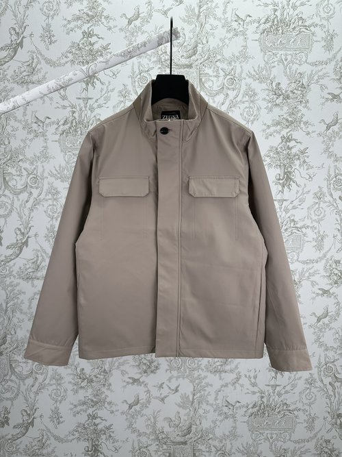 Chanel Microfiber Utility Jacket with Stylish Collar