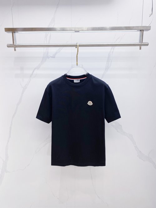 Moncler Premium Cotton Round Neck T-Shirt, Black & White