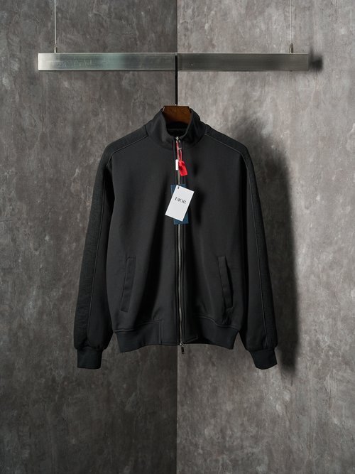 Dior Oblique-Trimmed Jacquard Zipper Jacket