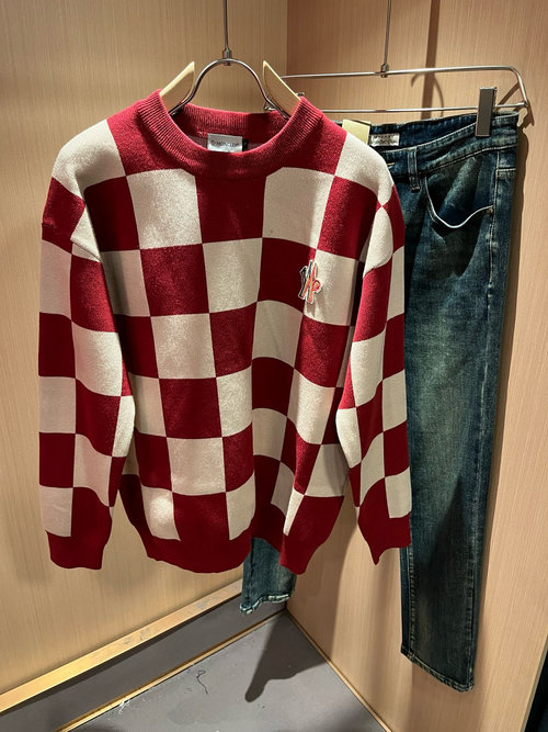 Moncler Long-Sleeved Knitted Wool Sweater with Mon Logo