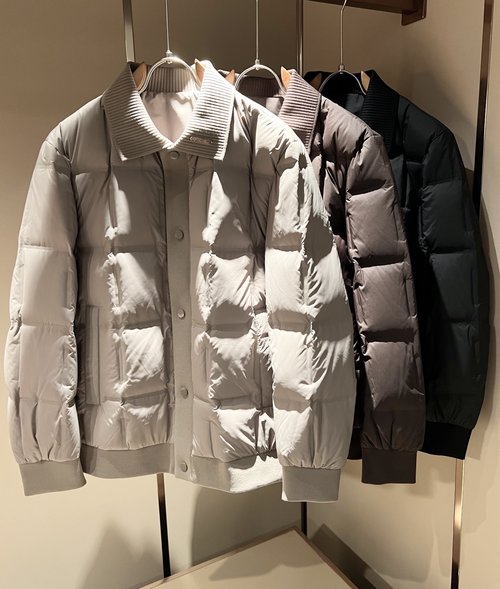 Loro Piana Elegant Down Jacket with Logo Trim & Unique Design