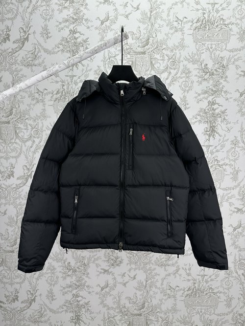 Loewe Solid Color Embroidered Hooded Down Jacket