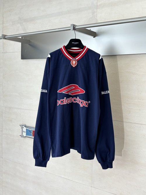 Balenciaga Football Co-branded V-neck Long Sleeve T-shirt