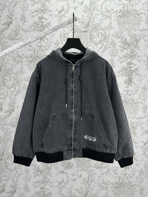 Dior Grey Cotton Twill Hooded Jacket