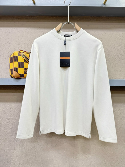 Zegna Classic Logo Long - Sleeve T - Shirt, Soft and Breathable