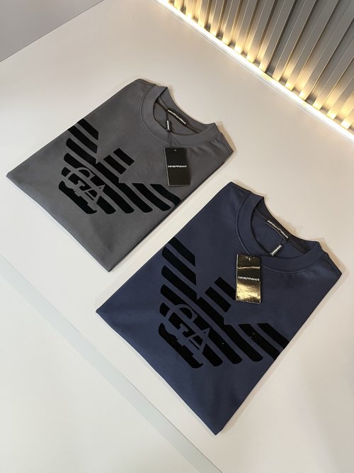 Armani Casual Short Sleeve T-Shirt with Logo, Soft Cotton