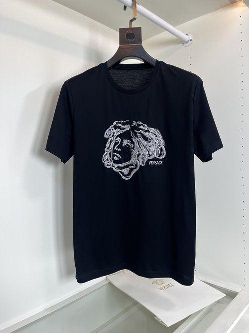 Versace Sophisticated Round Neck Tee with Medusa Design