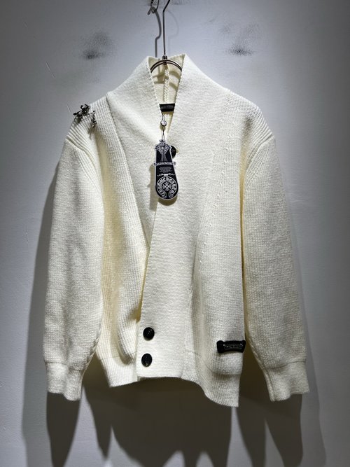 Chrome Hearts Elegant Open Knit Cardigan with Logo