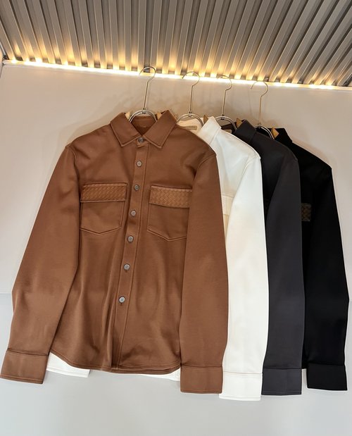Bottega Veneta Solid Color Shirt with Leather Logo Design