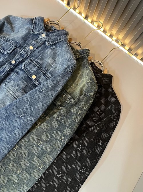 Louis Vuitton Denim Shirt with All-Over Logo