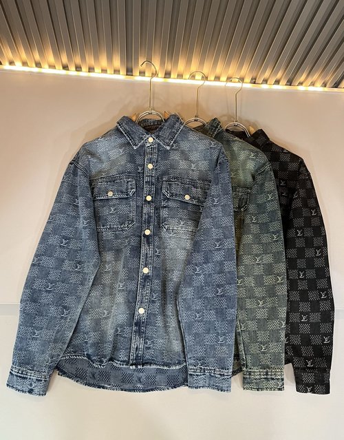 Louis Vuitton Luxury Unisex Denim Shirt with Logo